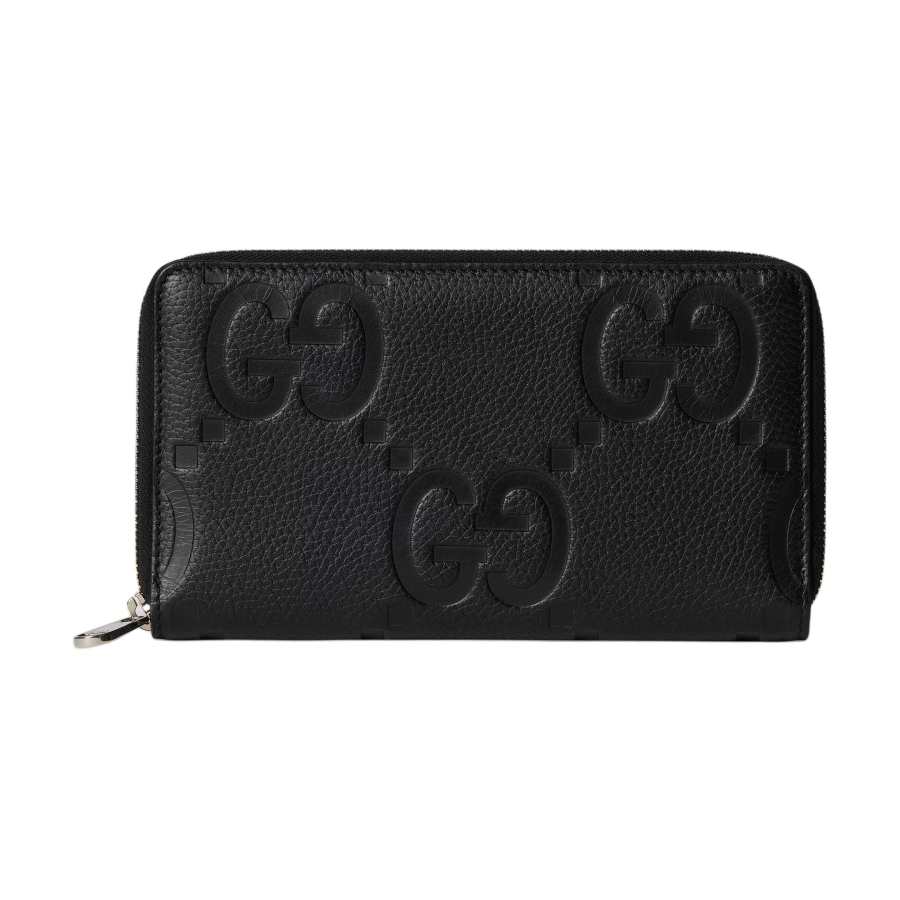 GUCCI Jumbo GG Leather Wallet Mini Women's Dark Red & Beige