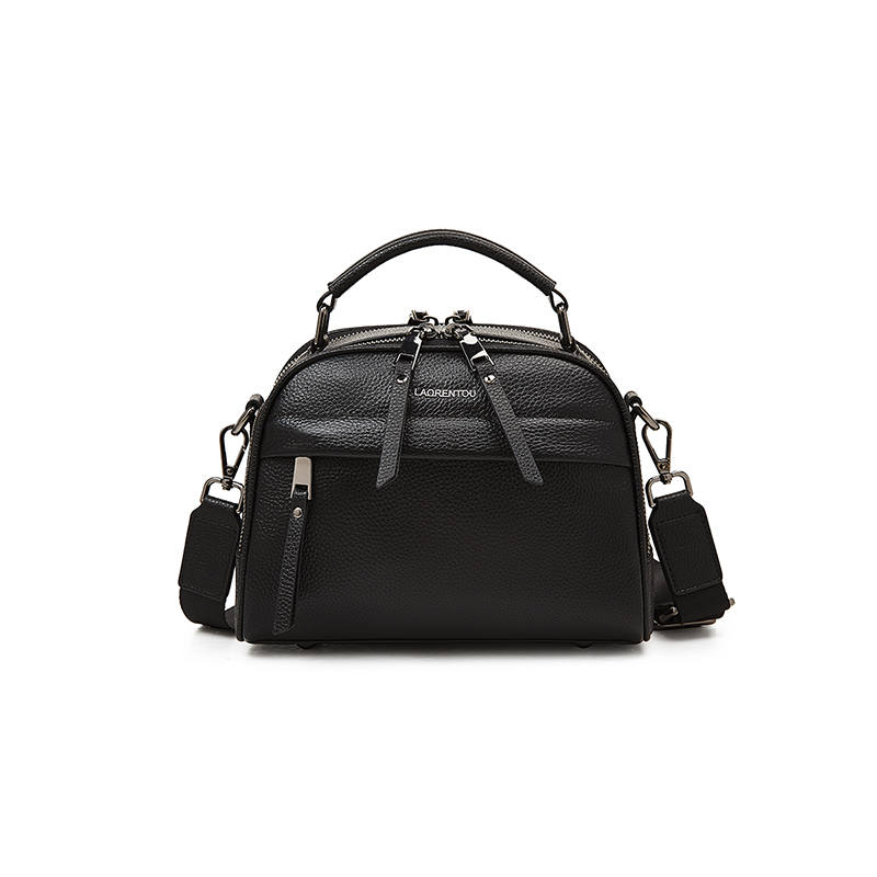 LAORENTOU Top Grain Cow Leather Handbag Regular Women's Black