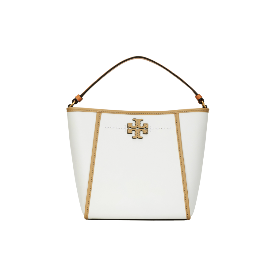 TORY BURCH McGraw Cow Leather Bucket Bag Handbag Small Women's White
