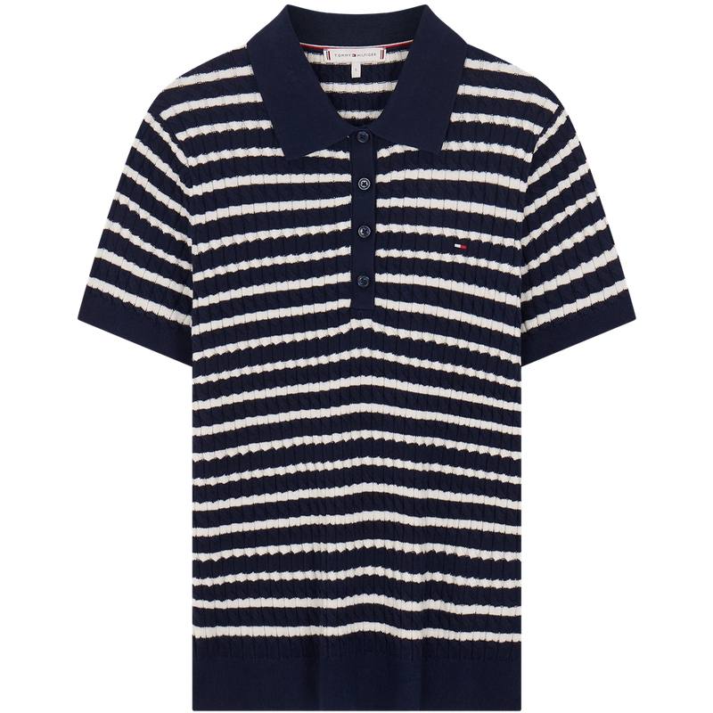 Tommy Hilfiger cable-knit polo top