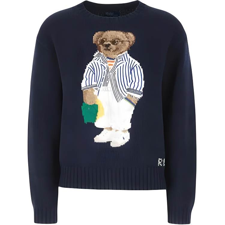 Polo Ralph Lauren Polo Bear Knitwear Loose Fit Women's Hunter Marine Blue Multicolor