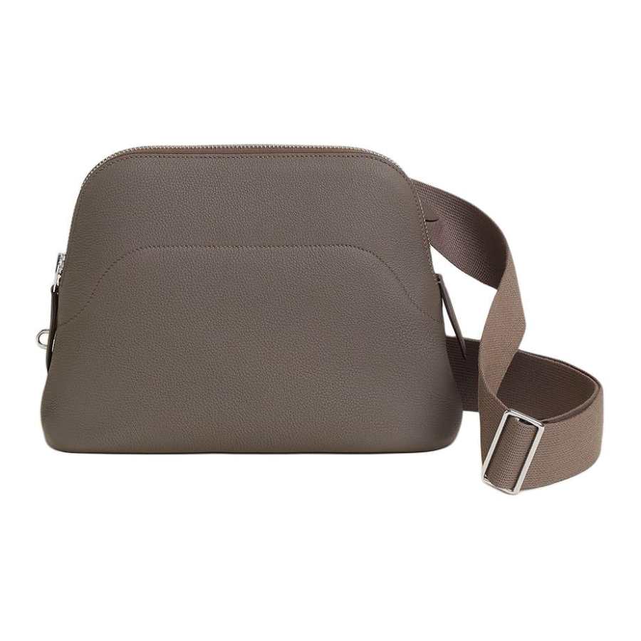 HERMES Bolide Togo Calfskin Shoulder Bag, Crossbody Bag Unisex 8F Gris ÉTain Tin Gray