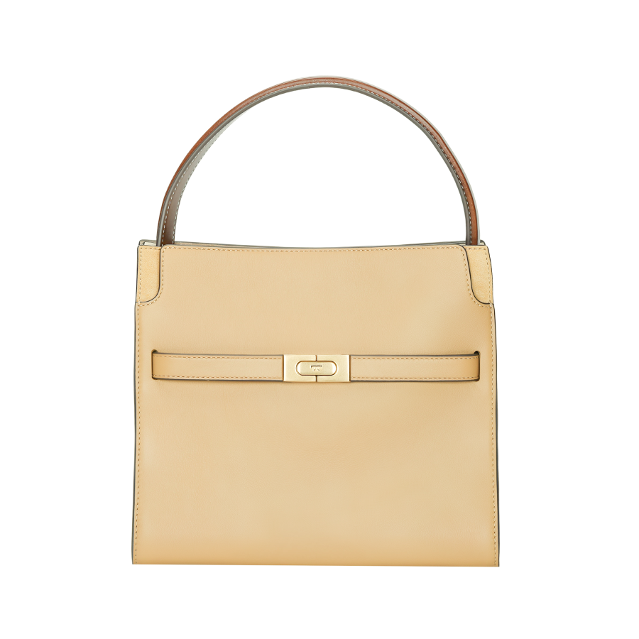 TORY BURCH Lee Radziwill Cow Leather Handbag, Shoulder Bag, Crossbody Bag Small Women's Dark Sand Brown