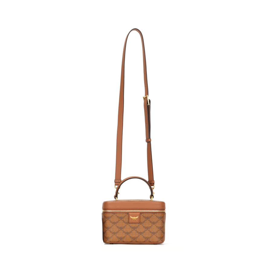 MCM Himmel Coated Canvas With Cow Leather Trim Crossbody Handbag Women's Brown