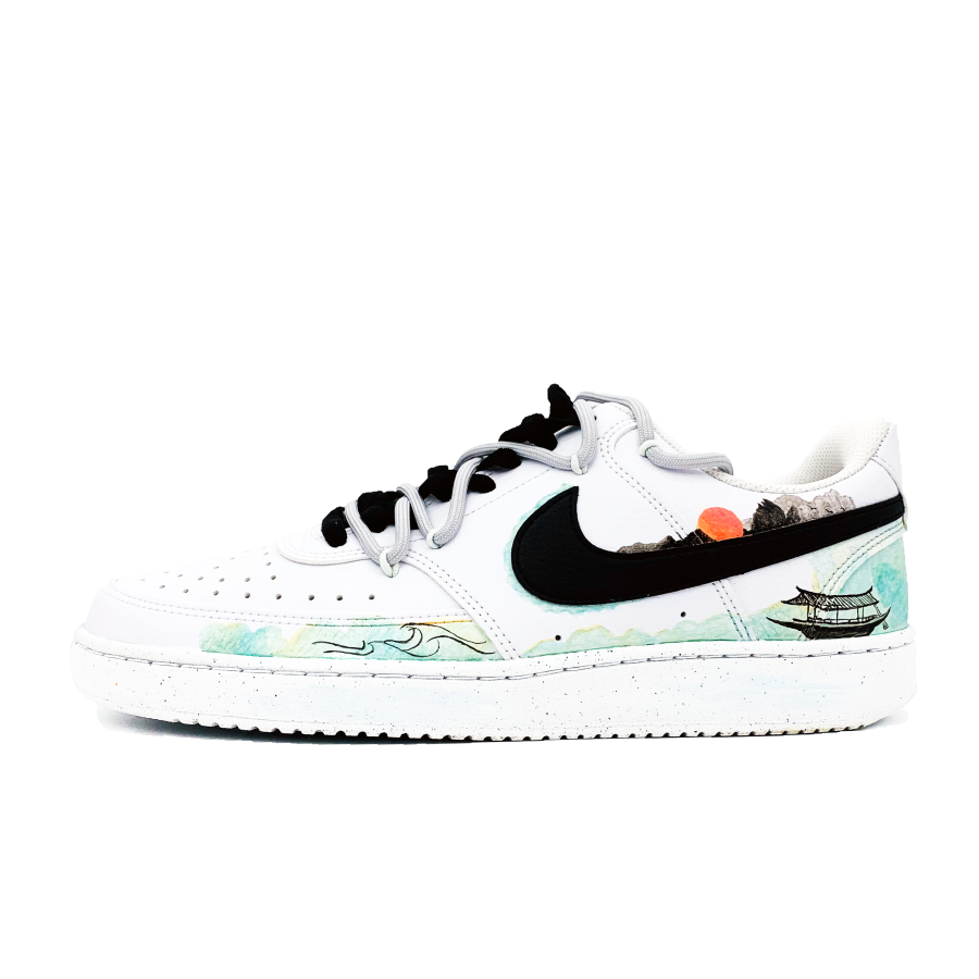 Nike Nike Court Vision 1 Slip Resistant Abrasion Resistant Low top Skateboard Shoes Men's White Green
