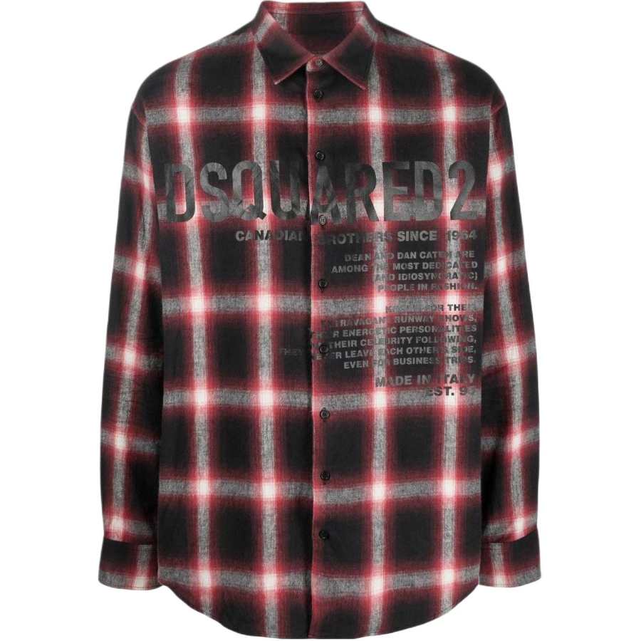 DSQUARED 2 【Previous Season】logo-print checked cotton shirt