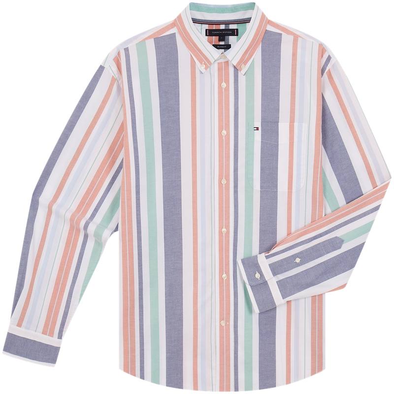 Tommy Hilfiger Shirts Men's Multicolor Stripes 0DM Lapel Moderate