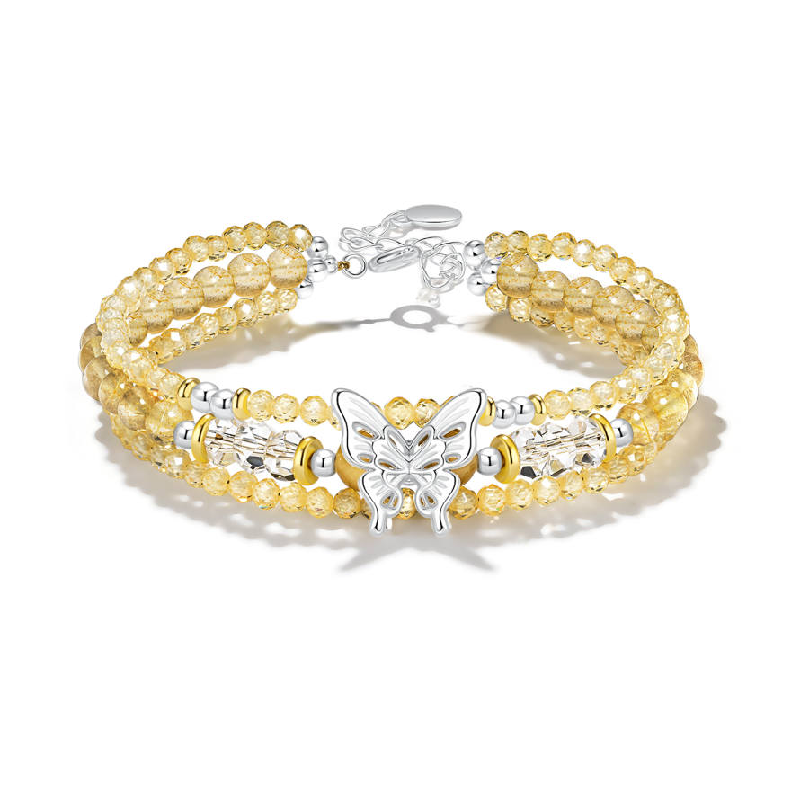 Barbie Gold Rutilated Quartz Beaded Bracelets Women's