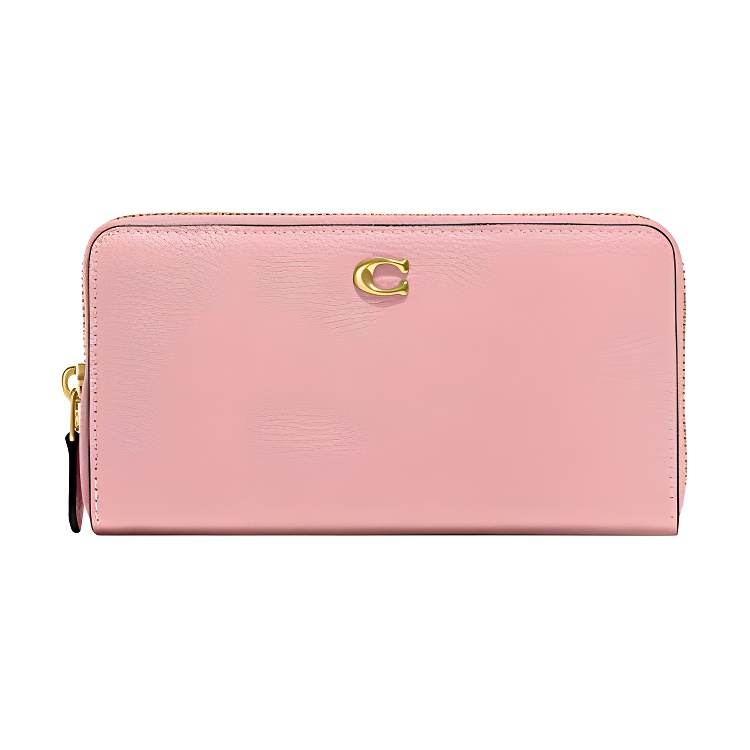 COACH Accordion Zip Cow Leather Card Holder, Wallet Women's Pink