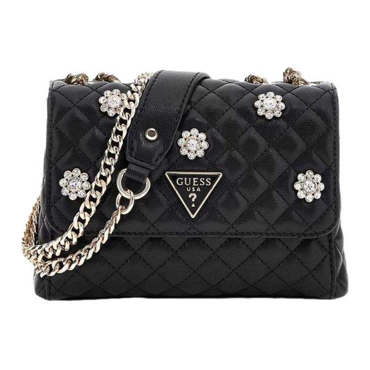 GUESS Artificial Leather Shoulder Bag Medium Women's Black/Beige/Pink