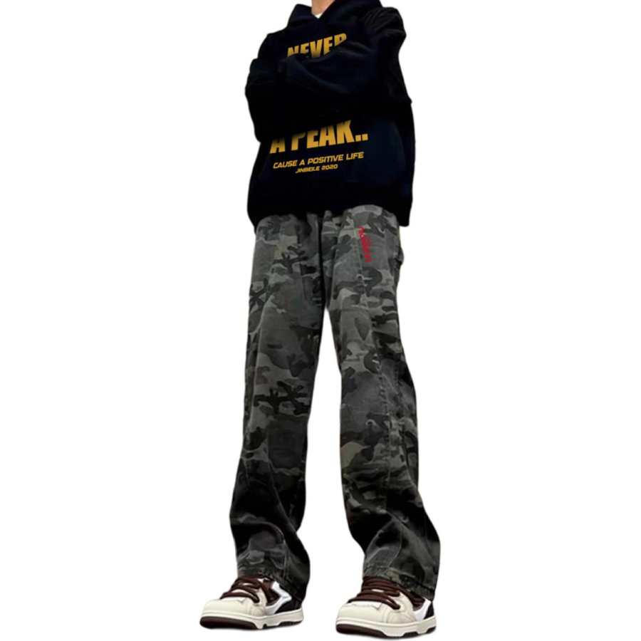 HUANQIU Jeans Unisex Camouflage