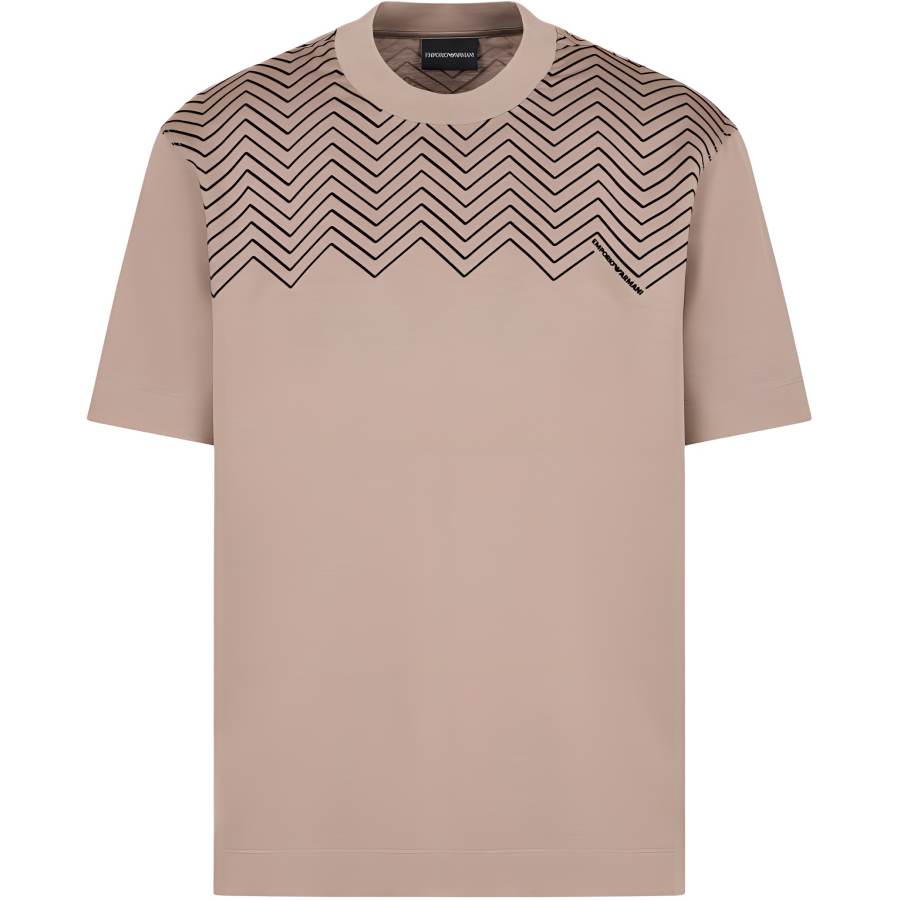 EMPORIO ARMANI Lyocell blend Jersey T shirt With Chevron Flock Detail