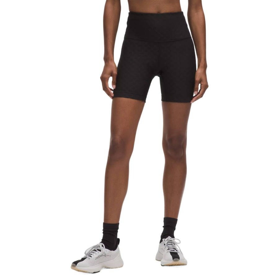 Lululemon JacquardHigh Rise Sports Shorts 6' Women's Trace Textured Black