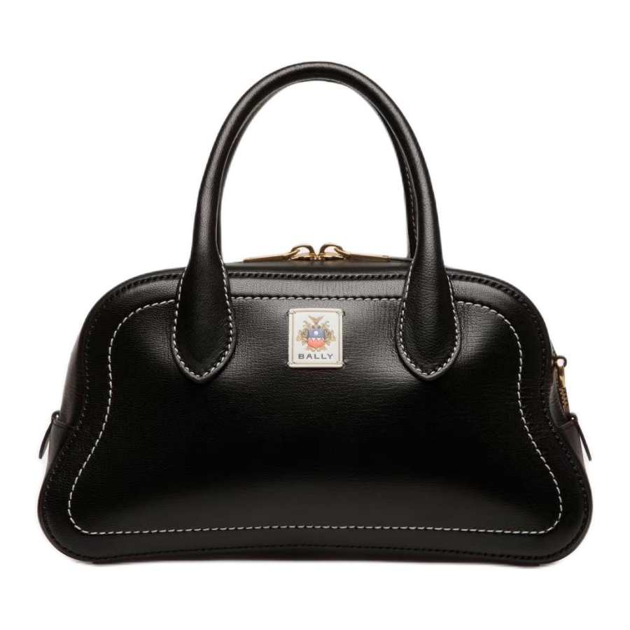 BALLY Grain Goat Leather Handbag Women's Black