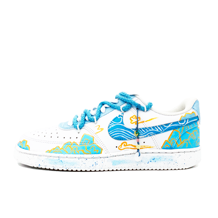 Nike Nike Court Vision Slip Resistant Abrasion Resistant Low top Skateboard Shoes Men's White Blue