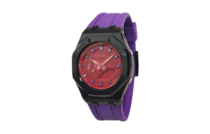 CASIO CASIO Custom Collection Quartz Movement Fluoroelastomer Strap Watch Men's Watches Red Watch Dial