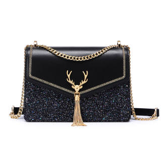 JUST STAR Synthetic Leather Portable Crossbody Underarm Shoulder Bag Regular Women's Black/White/Pink