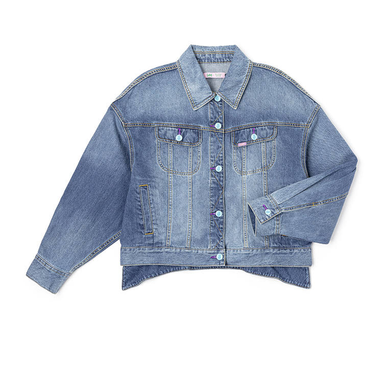 Lee Denim Jackets Women's Medium Blue Lapel Moderate Straight Fit