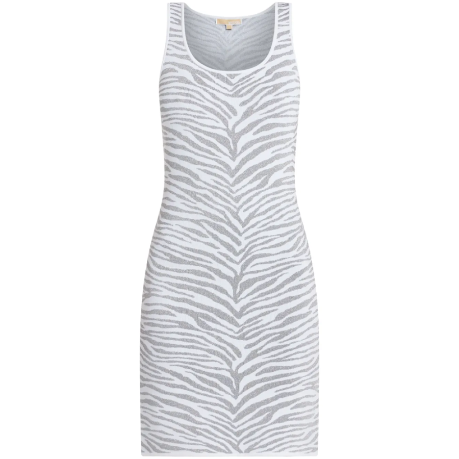 MICHAEL KORS Metallic Zebra Jacquard Tank Dress
