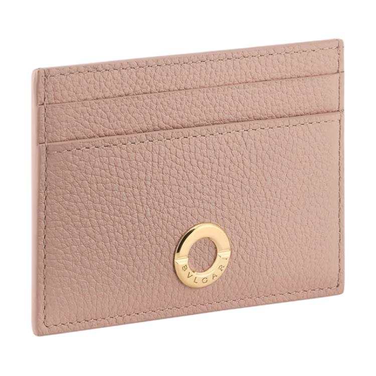 BVLGARI Cow Leather Card Holder Regular Women's Pink