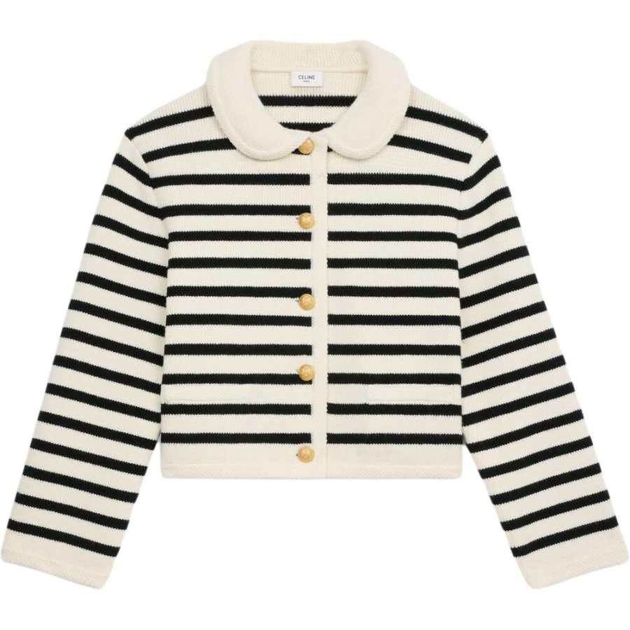 CELINE CELINE Striped Button Up Cardigan