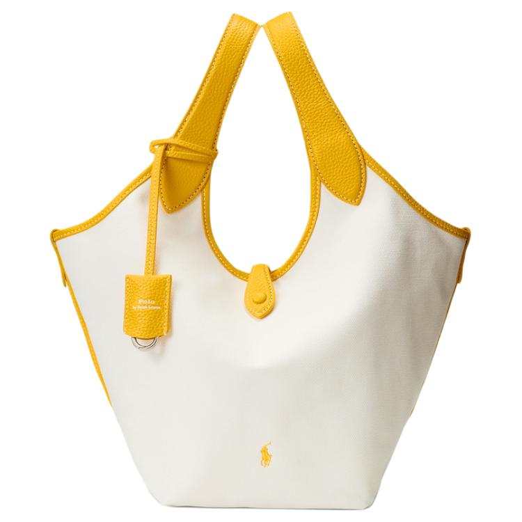 Polo Ralph Lauren Polo Play Fabric Tote Handbag Small Women's White & Yellow