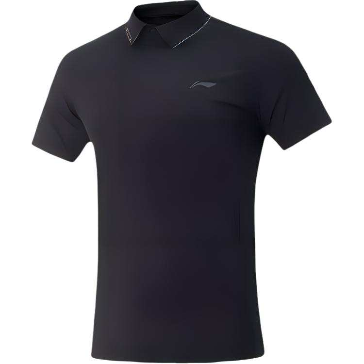 Li-Ning Li Ning Polo Shirts Men's Black Polo Collar Moderate Straight Fit