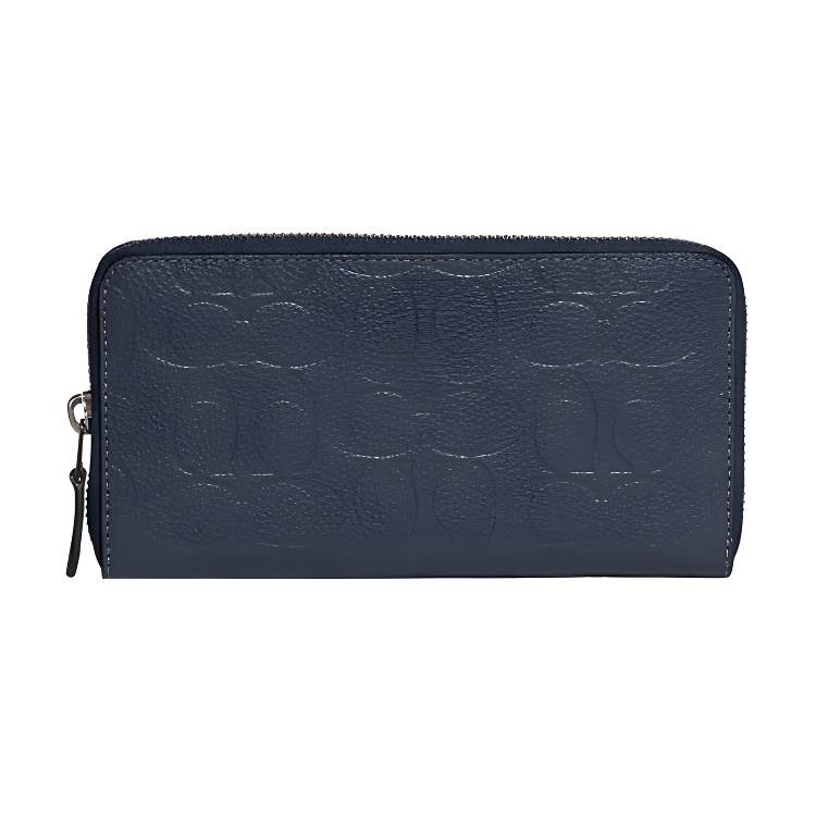 COACH Accordion Wallet Cow Leather Wallet Women's Dark Blue