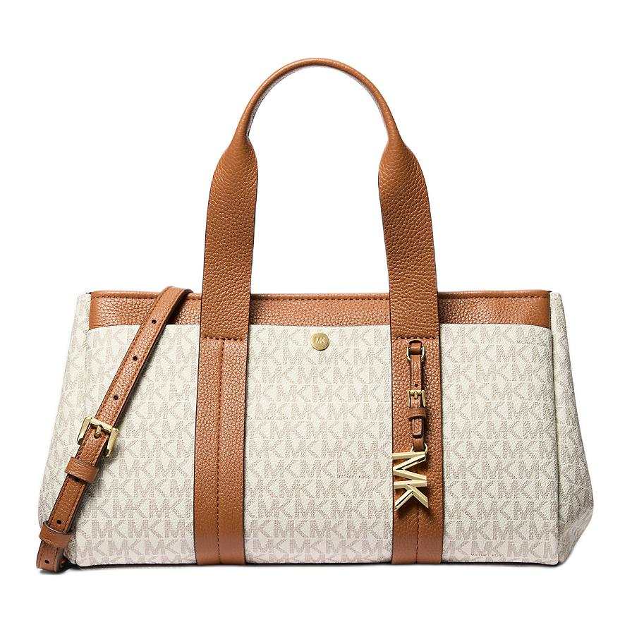 MICHAEL KORS ROMEE Coated Canvas, Artificial Leather Shoulder Bag, Crossbody Bag, Handbag Small Women's Vanilla