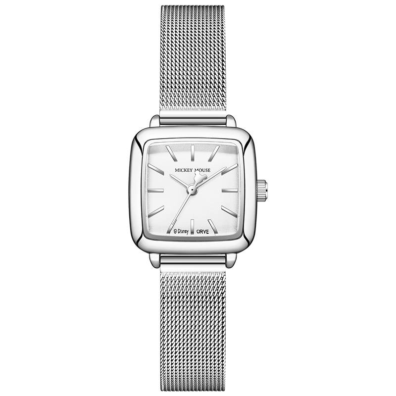Disney Luxury Small Sugar Cube Collection Quartz Movement Alloy Strap Watch Women's Watch Silver Dial