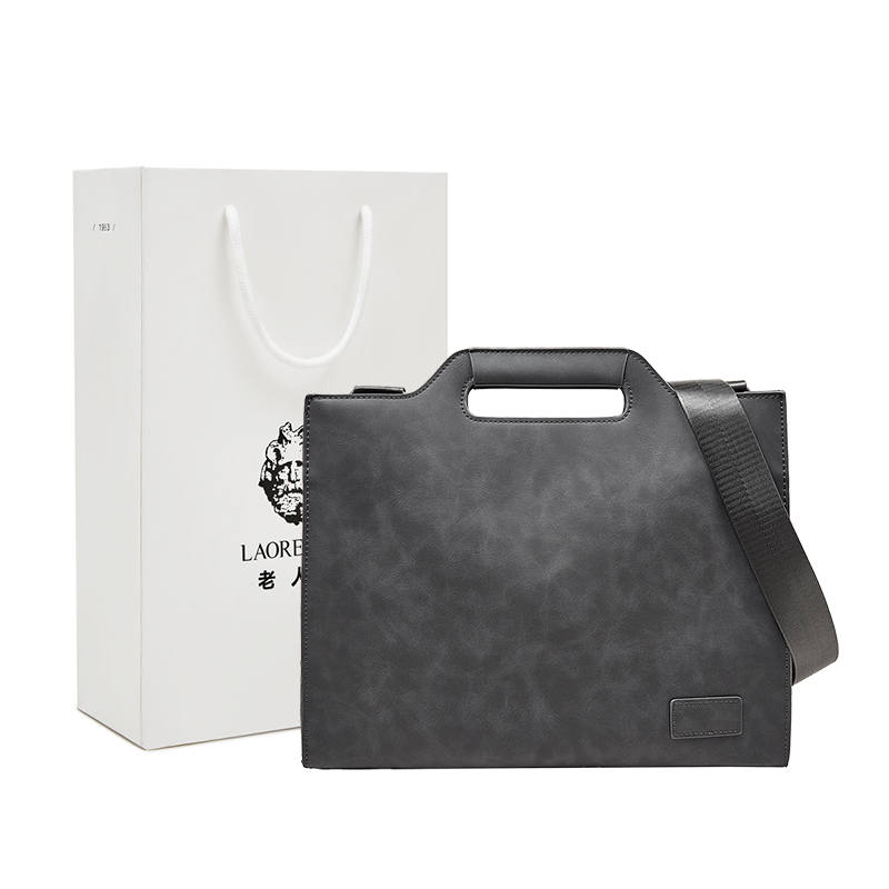 LAORENTOU Synthetic Leather Briefcase Men's Gray