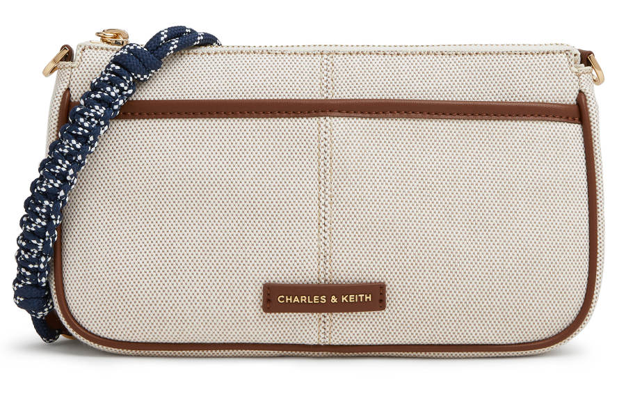 CHARLES&KEITH Fabric, Canvas Crossbody Bag Small Women's Aupe Canvas Beige/Taupe