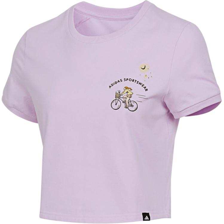 Adidas Adidas T Shirts Women's Purple Crew Neck Moderate Straight Fit