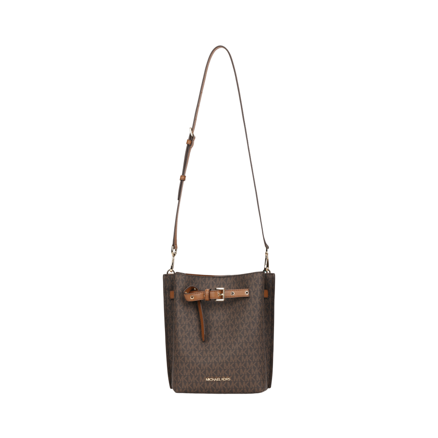 MICHAEL KORS Emilia Canvas With Leather Crossbody Bags Small Women's Acorn Brown