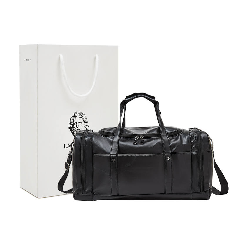 LAORENTOU Synthetic Leather Travel Bag Men's Black