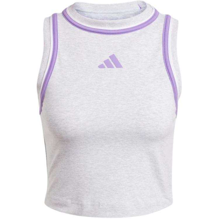 Adidas Adidas Women's Essentials Color Pop Cotton Crop Tank Top Light Grey Heather