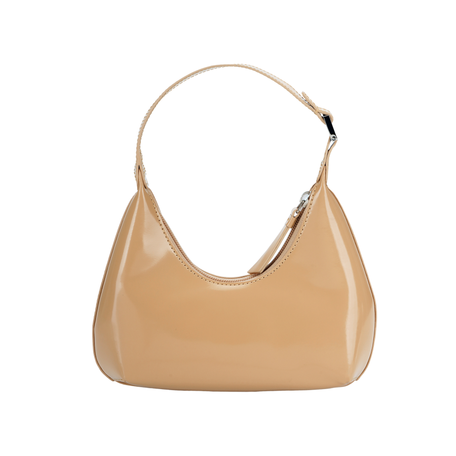 By Far Baby Amber Cow Leather Shoulder Bag, Baguette Bag, Dumpling Bag, Handbag, Shoulder Bag Women's Light Brown