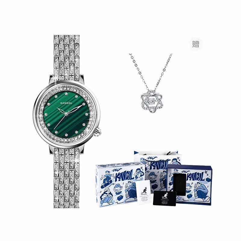 KANGOL Quartz Movement Metal Strap Watch Women's Watch Green Dial