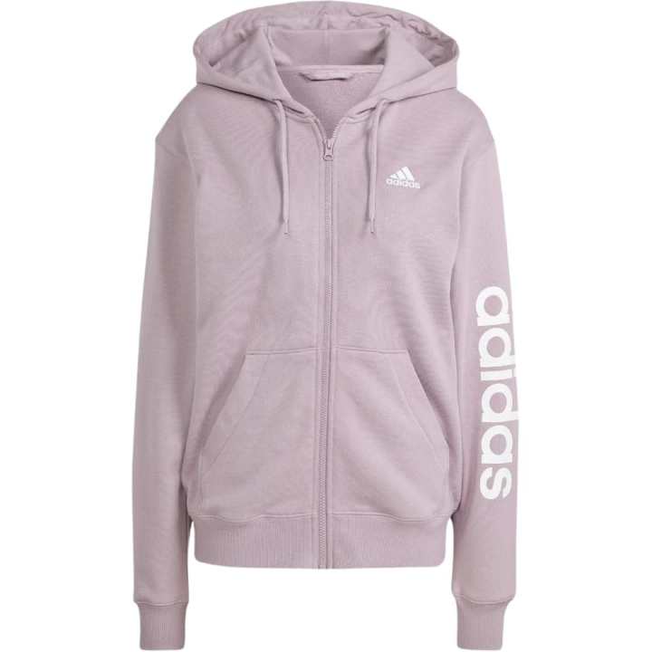 Adidas Adidas Essentials Linear Full Zip French Terry Hoodie Preloved Fig/White