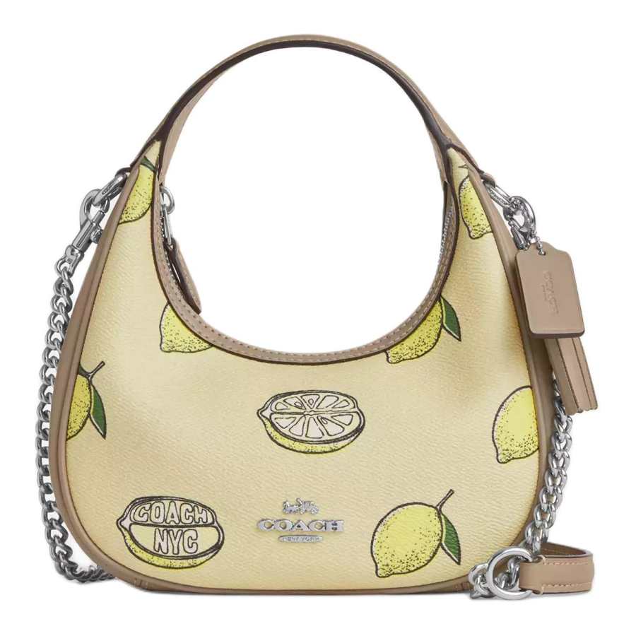 COACH CARMEN Coated Canvas Shoulder Bag, Crossbody Bag, Handbag Small Women's Yellow Green
