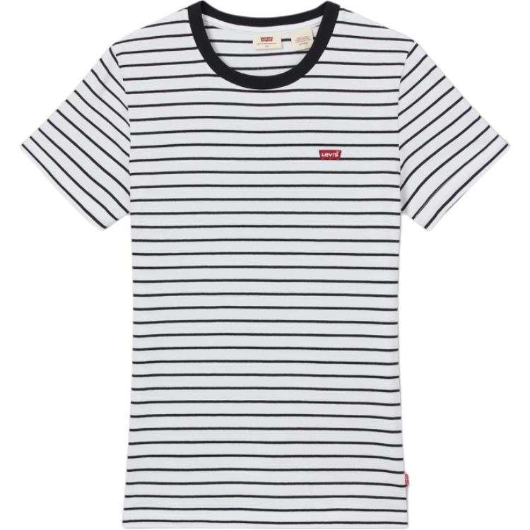 Levis T Shirts Women's Black White Crew Neck Moderate
