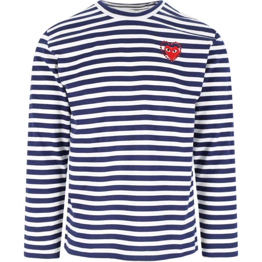 CDG Play T Shirts Women's Blue Crew Neck