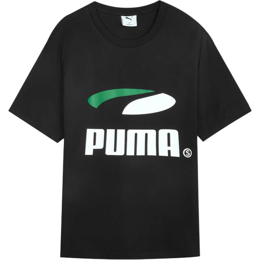 PUMA T Shirts Unisex Black Crew Neck Moderate