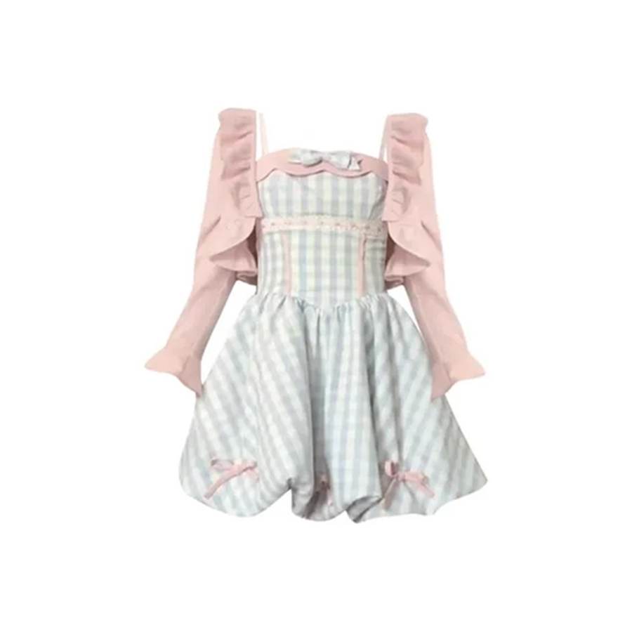 Cosyism Two Piece Skirt Sets Women's Square Collar Moderate Mid Length