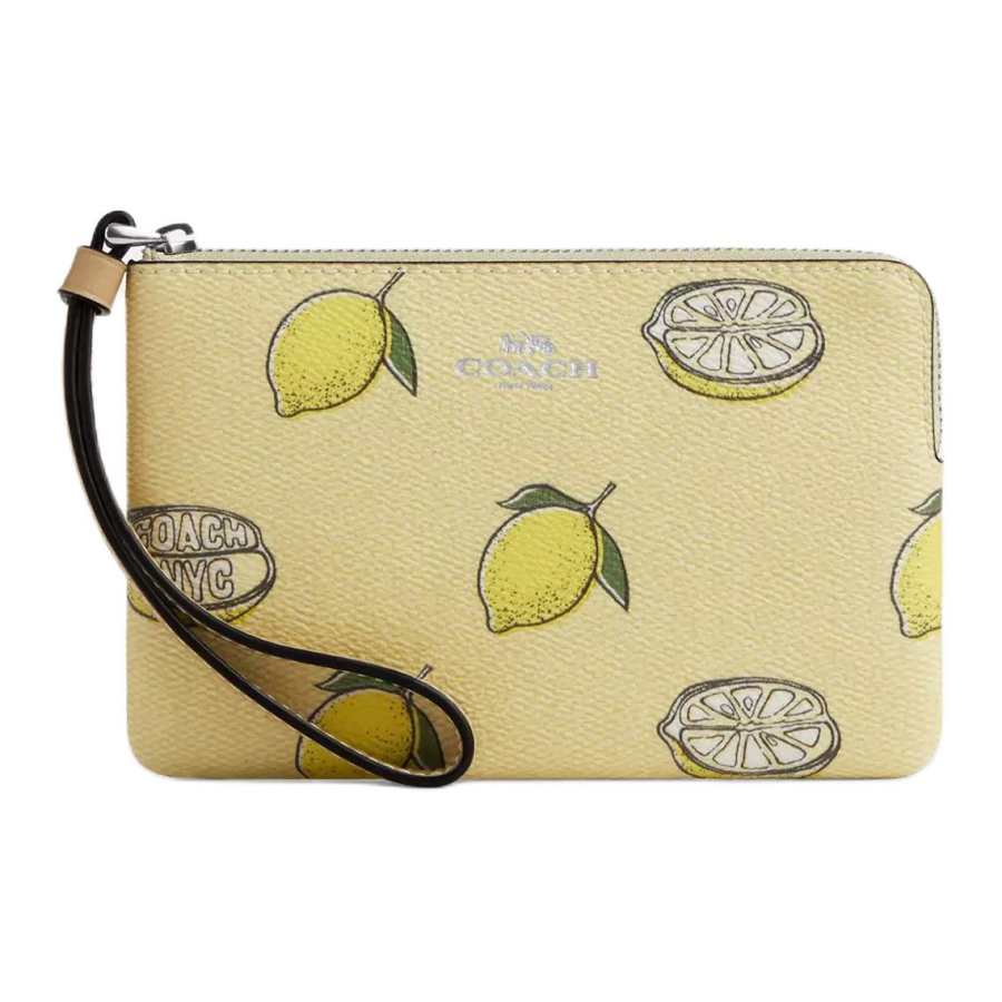 COACH Coated Canvas Clutch Small Women's Yellow Green