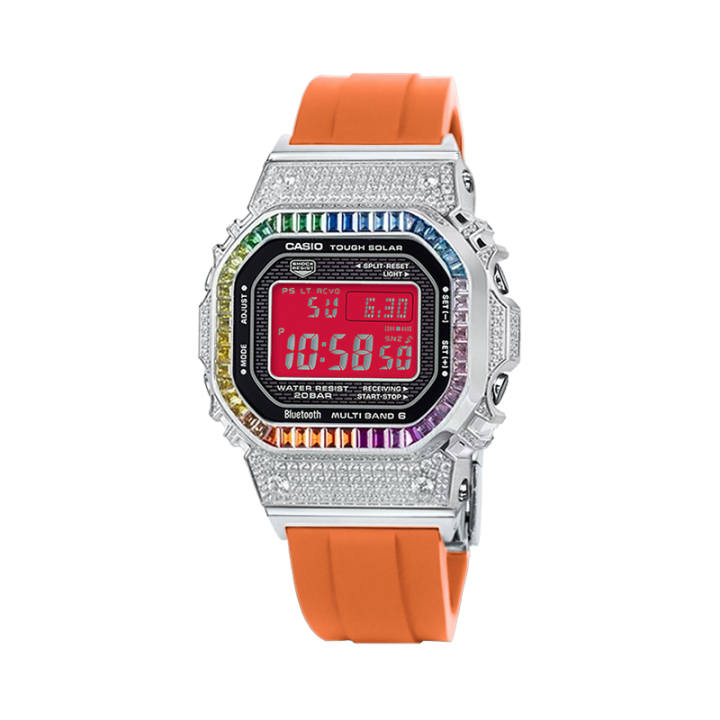 CASIO CASIO Custom Collection Bluetooth Solar Movement Resin Strap Watch Unisex Red Watch Dial