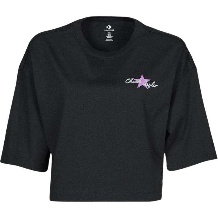 Converse T Shirts Women's Black Crew Neck