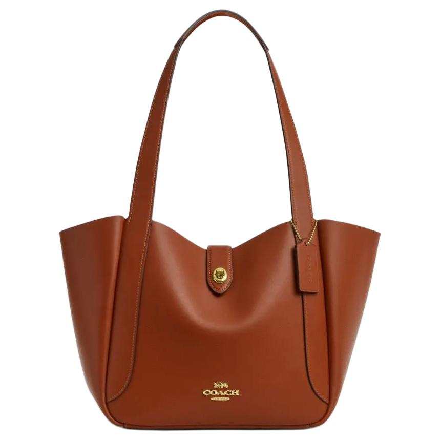 COACH Hadley Cow Leather Tote Bag, Shopping Bag, Shoulder Bag Large Women's Brown Yellow