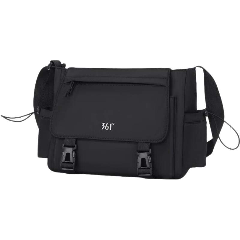361° Fabric Messenger Bag, Shoulder Bag, Crossbody Bag Unisex Black