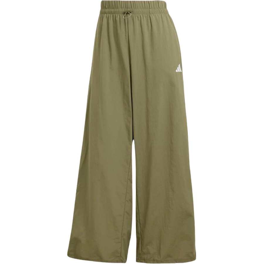 Adidas Adidas Women's Essentials 3 Stripes Lifestyle Woven Parachute Tracksuit Bottoms Olive Strata/White
